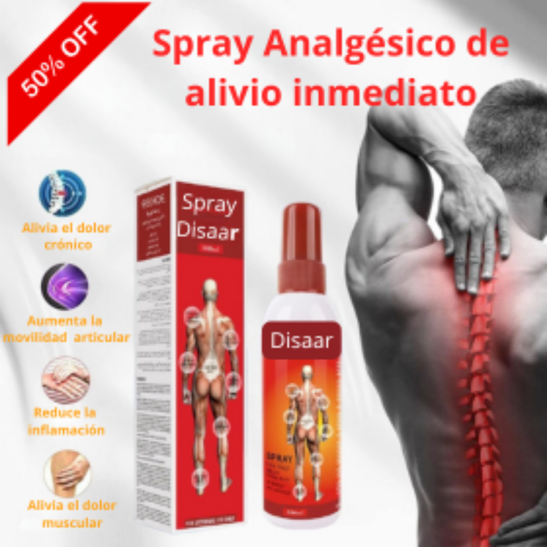 SPRAY ANALGÉSICO DISAAR - ¡EL DOLOR NO ESPERA, TU ALIVIO TAMPOCO!